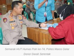 Semarak HUT Humas Polri ke-74, Polres Maros Gelar Donor Darah Serentak