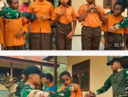 Satgas Yonif 123/Rajawali Tebar Kepedulian di Papua Selatan, Bagikan Seragam Pramuka untuk Siswa SD Negeri Bade Mememu